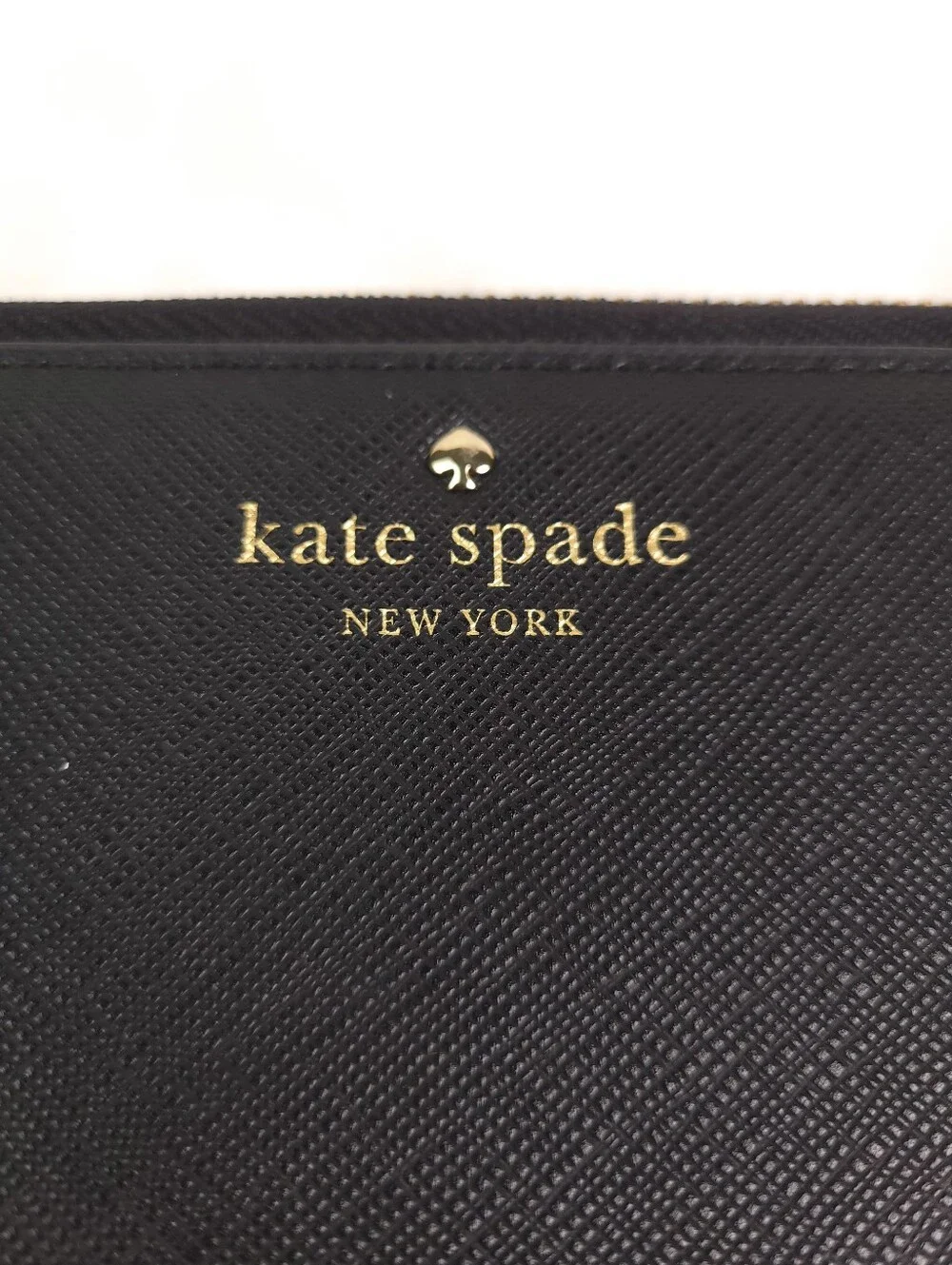 Kate Spade Black Saffiano Leather Zip Around Continental Wallet Strap